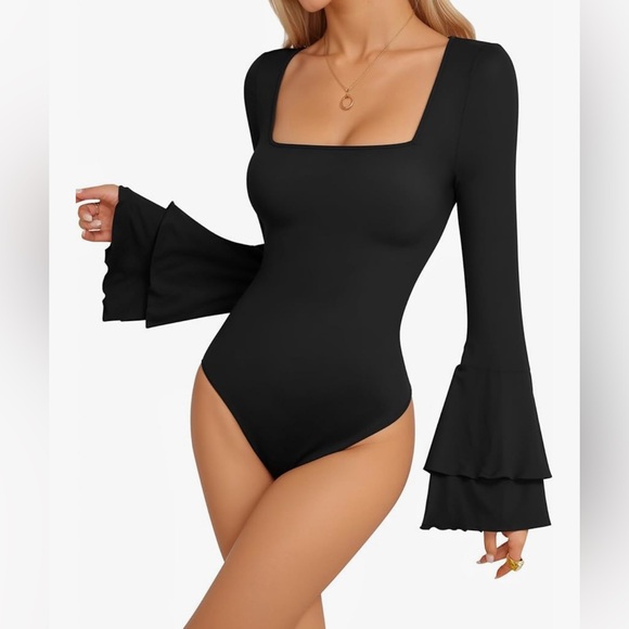 BUNDLE NWOT 2 Pack Mangopop Black Long Sleeve Bodysuits - Picture 8 of 12